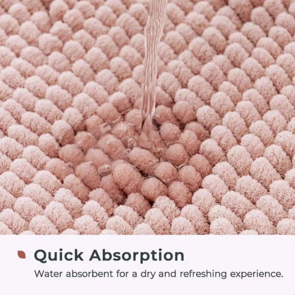 New 24x17In Dusty Pink Chenille Bath Mat, Non-Slip, Soft, Washable, Absorbent